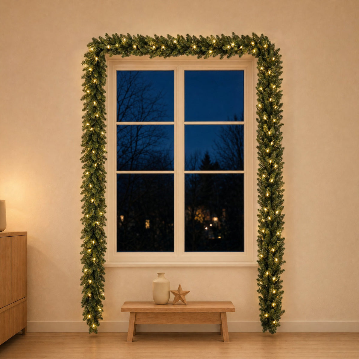 Weihnachtsgirlande, 5 m, Mit LED-Beleuchtung – Szene